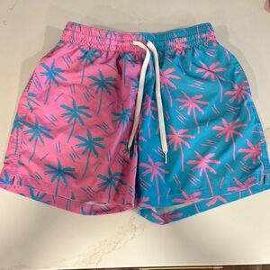 Chubbies Pink and Blue Palm Tree Swim Shorts - Men’s Size M